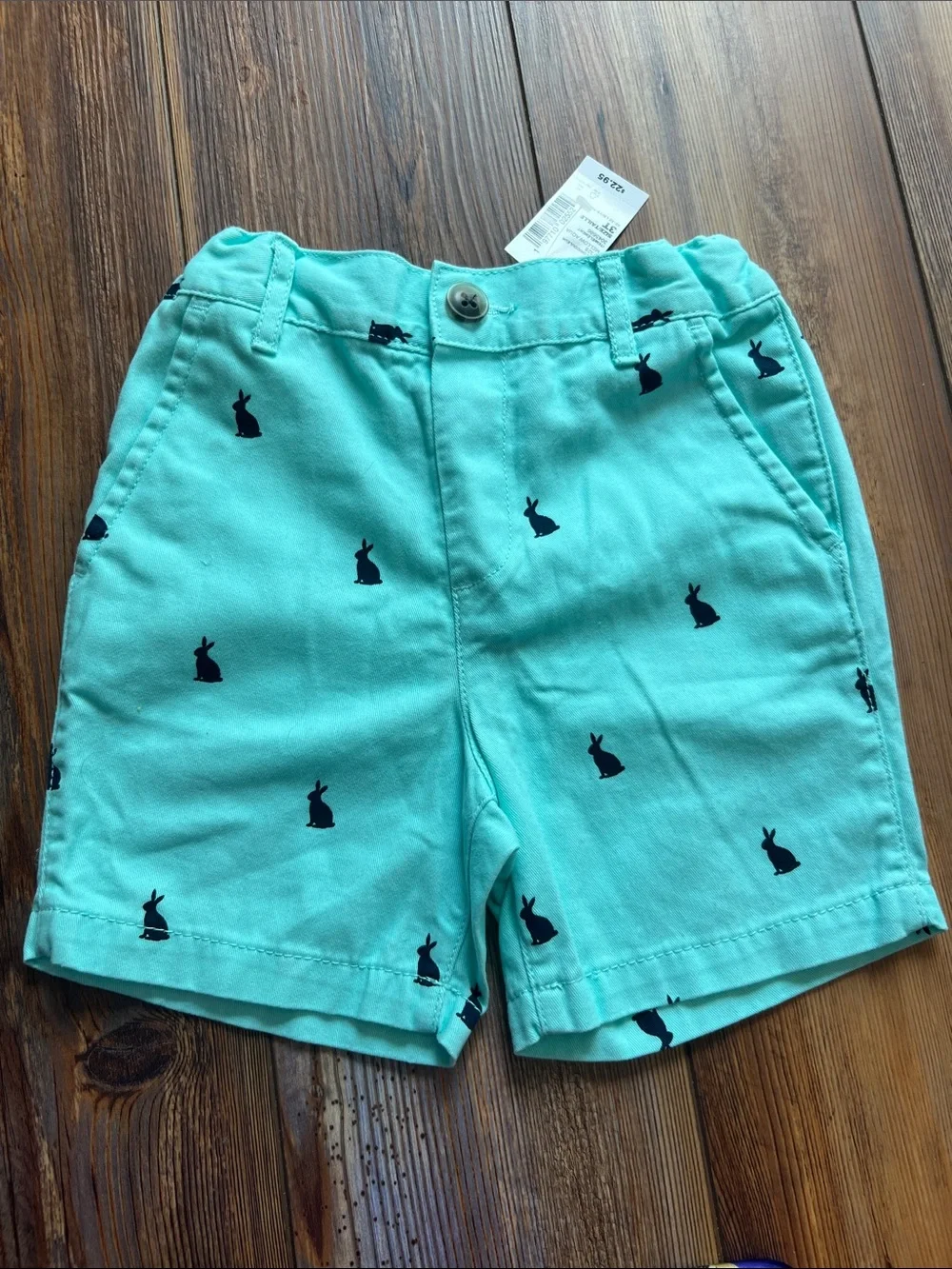 The Children's Place Teal Shorts with Navy Bunny Print